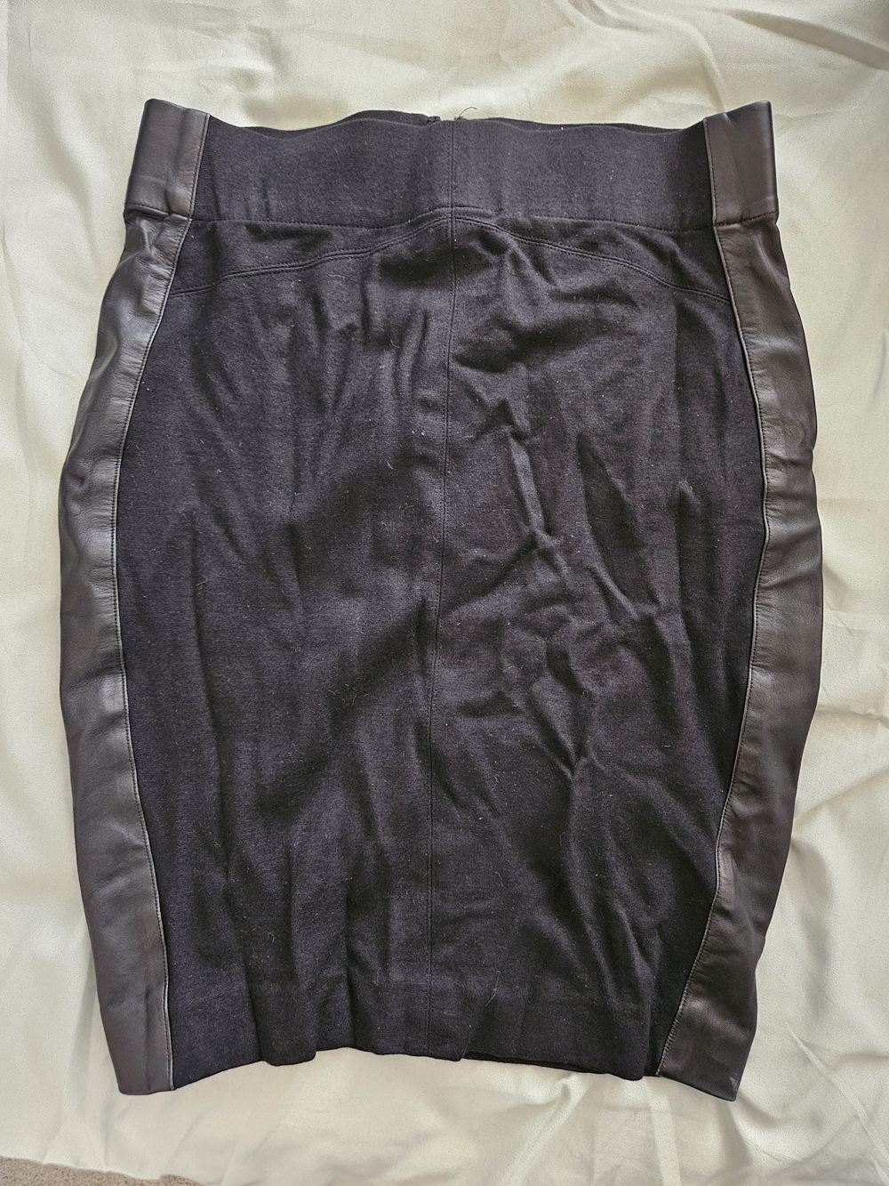 Robert Rodriguez Black Pencil Skirt with Leather Side Panels